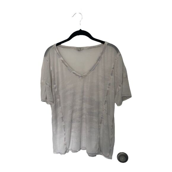 Lucky Brand Women’s Sheer Burnout Oversized T-Shirt White Gray Print Size M - Picture 2 of 5